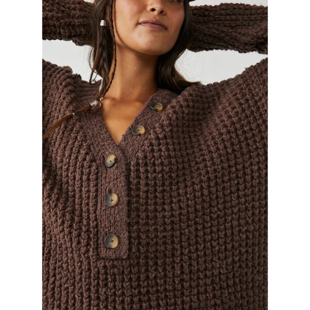 đ LAST CHANCEđ FREE PEOPLE Whistle Thermal Henley / Brownstone Combo - Picture 4 of 9